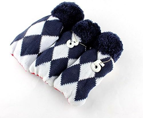 Craftsman Golf Knit Pom Pom 3pcs Headcover Set Vintange Sock Covers for Driver and Woods