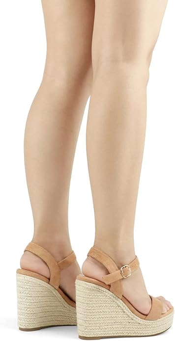 JOY IN LOVE Womens Espadrilles Wedge Sandals Platform Heels Ankle Strap Open Toe Buckle Sandals