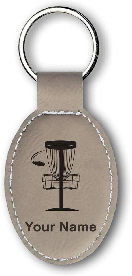 LaserGram Oval Keychain, Disc Golf, Personalized Engraving Included