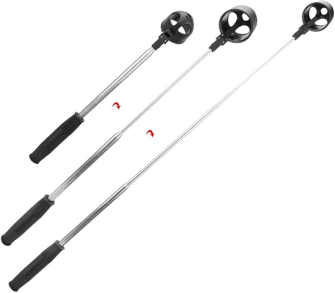Portable Telescopic Golf Ball Retriever, 2m Extended Length Lightweight Pickup Tool with Automatic Locking Scoop for Water Hazards and Rough