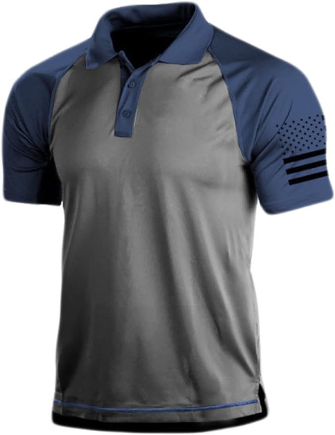HARGLESMAN Men's 1776 Independence Day American Flag Short Sleeve Polo Golft Shirt(S-3XL)