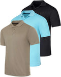 Real Essentials 3 Pack: Men's Quick-Dry Short Sleeve Athletic Performance Polo Shirt (Available in Big & Tall)