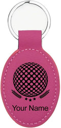 LaserGram Oval Keychain, Golf Ball, Personalized Engraving Included (Hot Pink)