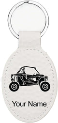 LaserGram Oval Keychain, Off Road Racer, Personalized Engraving Included (Golf White)
