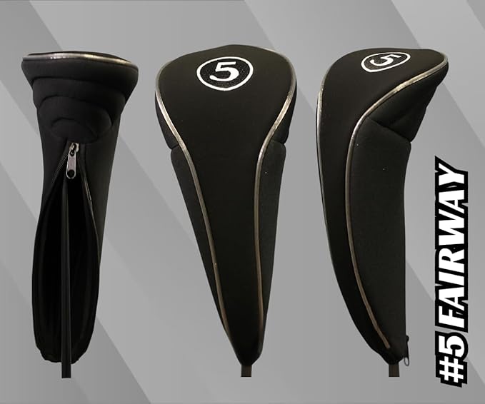 Black Golf Zipper Head Covers 3 5 7 Fairway Woods Headcovers Metal Neoprene Traditional Plain Protective Covers Fits All Fairway Clubs