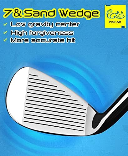 PGM Junior Golf Club Complete Set for Children Kids, 5 Golf Clubs with Stand Bag and 2 Headcovers for Boys & Girls, Right Hand