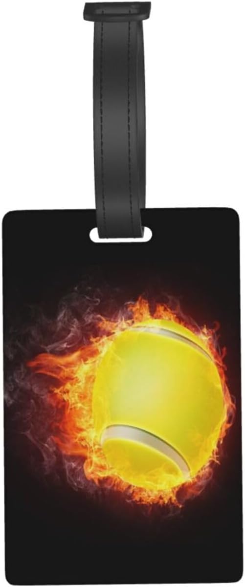 Flame Tennis Ball Luggage Tag Suitcase Identify Labels Personalized Travel Bag Tag 2.5X4.1Inch