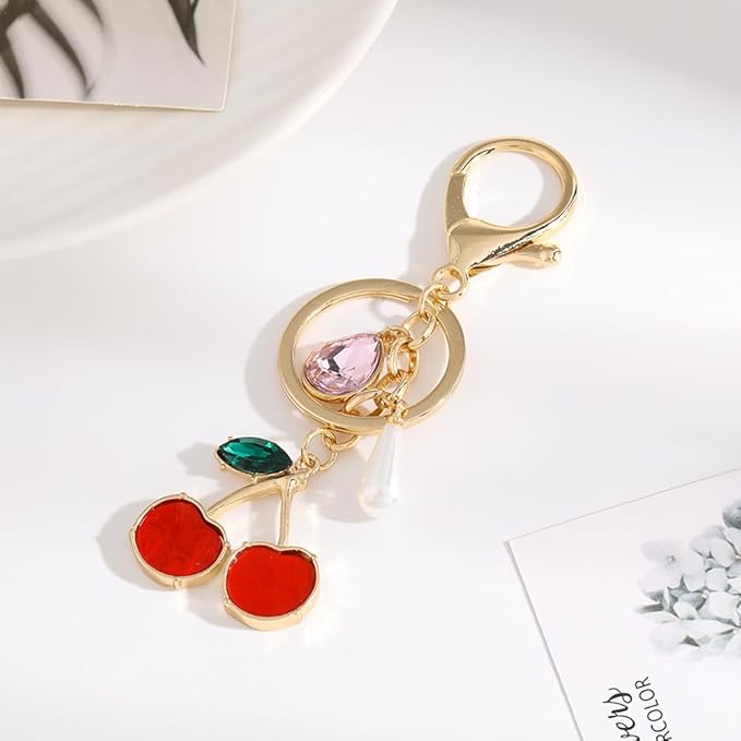 Madison Tyler Western Cowboy Boots Cherry Bow Bubble Tea Strawberry Cute Keychain | Bag Charms for Handbags Purse Charms