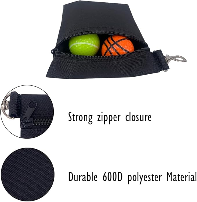 Golf Tee Pouch | Pack of 2 Golf Tee Bag | 5.24 X 6.42 Inch Zipper Golf Accessory Bag with Clip | Golf Bag Accessories for Men Women Golf Gift