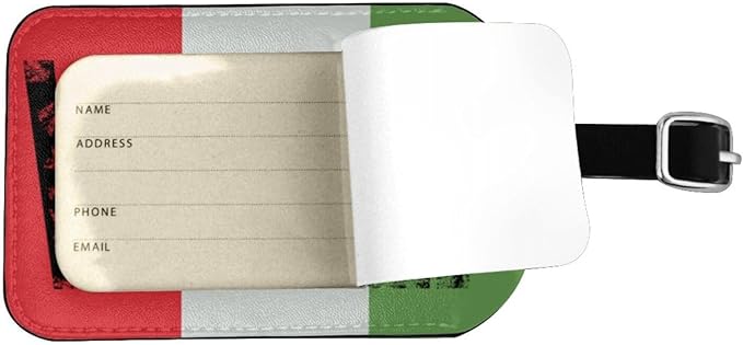 Retro Italia Flag Luggage Tag for Suitcases,Vintage Italian PU Leather Baggage Tags Bag Tags Travel Id Label for Luggage Women Men -1 Piece