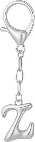 Gold Bubble Initial Keychain Charm for Women Chunky Bag Purse Charms A-Z Letter Key Chains for Handbag Accessories