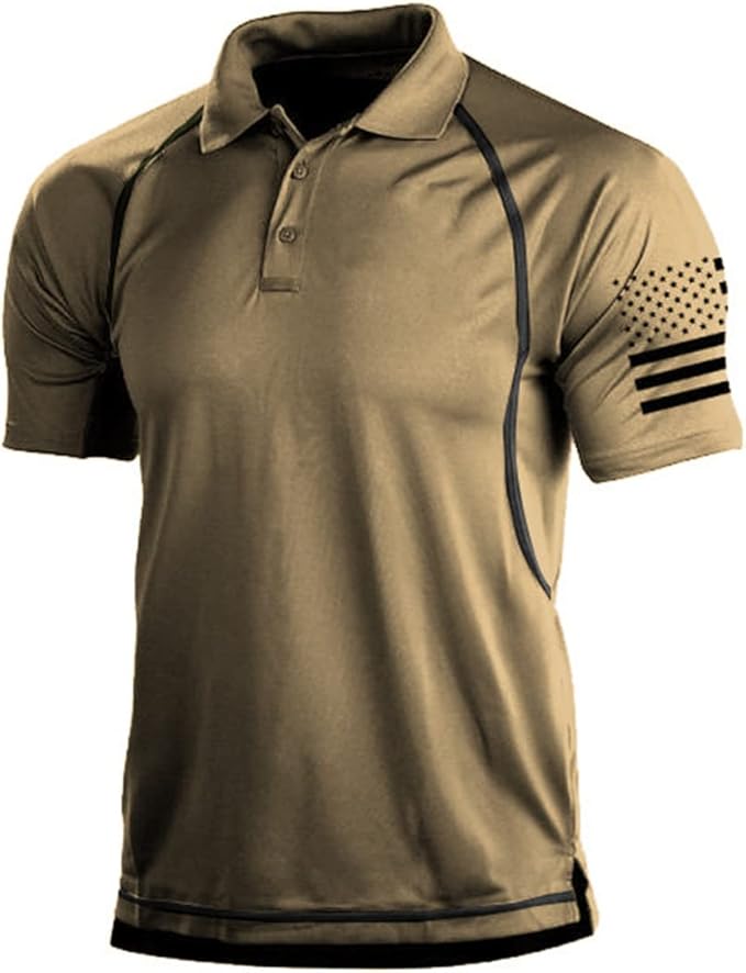 HARGLESMAN Men's 1776 Independence Day American Flag Short Sleeve Polo Golft Shirt(S-3XL)