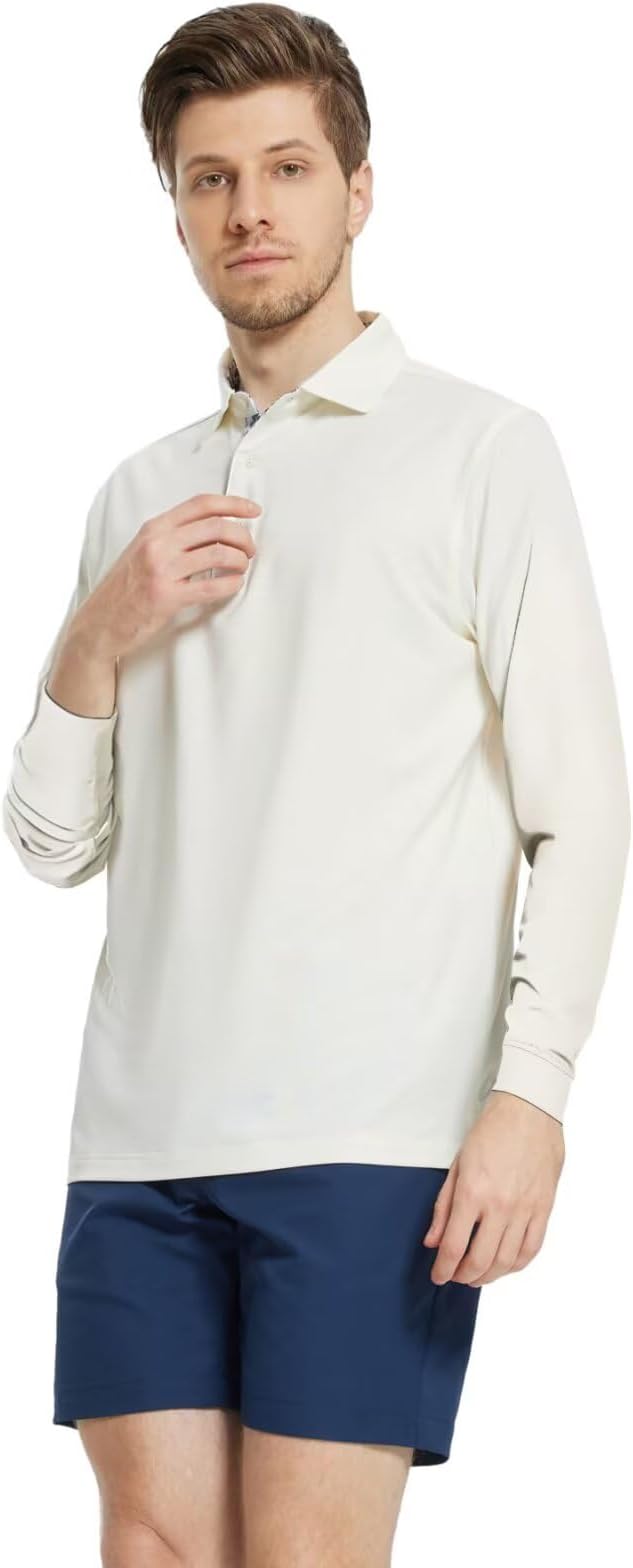 Mens Polo Shirts Short and Long Sleeve Casual Solid Stylish Dry Fit Performance Designed Collared Golf Polo Shirts for Men