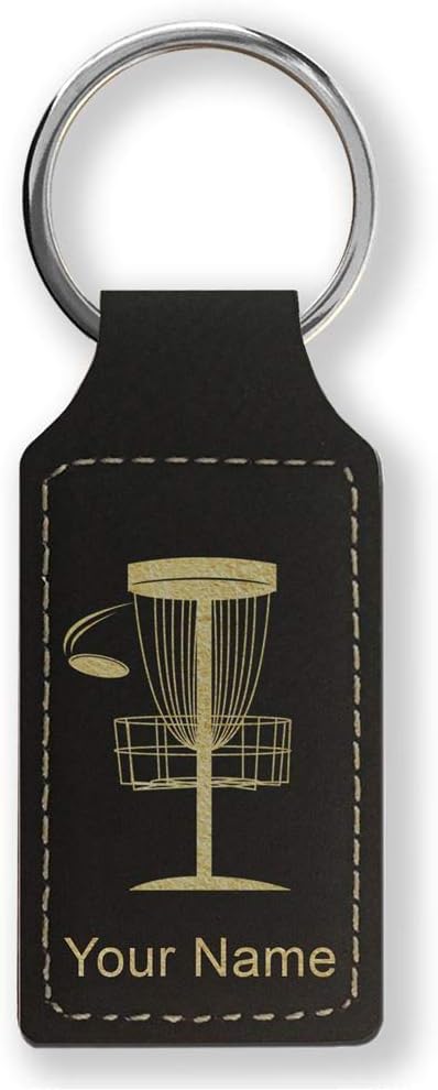 LaserGram Rectangle Keychain, Disc Golf, Personalized Engraving Included