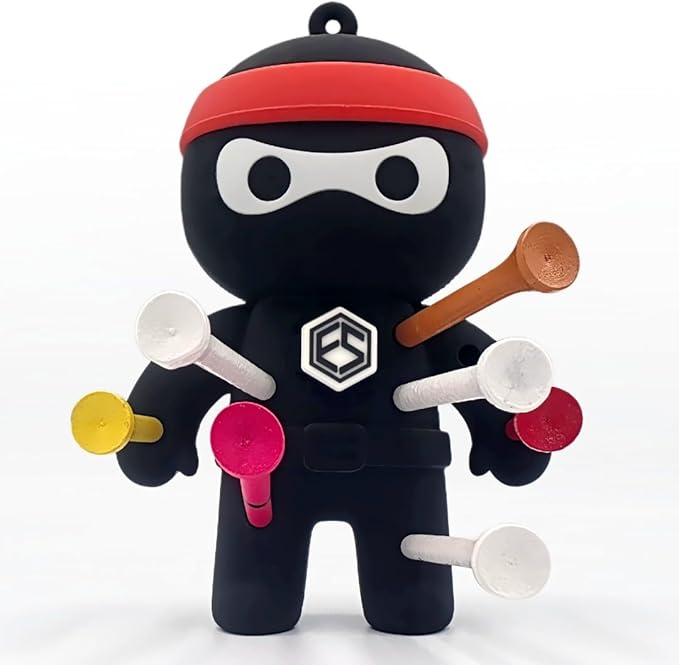 FAR&STRAIGHT Ninja Golf Tee Holder | Interchangeable Plugins | Funny & Unique Golf Gift | Personalized Accessory