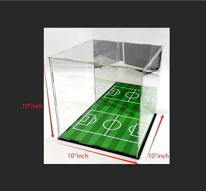 Soccer Ball Acrylic Display Case Box Gold Mirror Field Showcase Shoes UV Protection 9x9x9 Inches (2) (1 Display Case)
