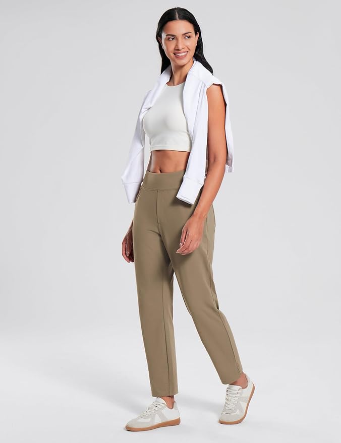 baleaf Women's Fleece Lined Pants Stretch Water Resistant Winter Thermal Travel Pants Cold Weather Gear Pockets Work Golf
