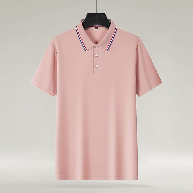 Polo Shirts for Men Dressy Casual Button Collared Golf T Shirt Classic Solid Color Business Summer Blouses