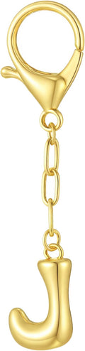 Gold Bubble Initial Keychain Charm for Women Chunky Bag Purse Charms A-Z Letter Key Chains for Handbag Accessories