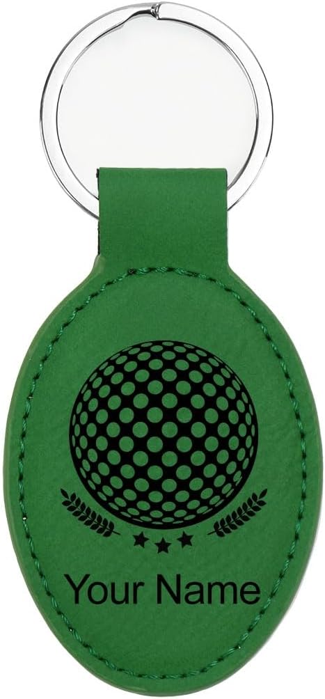 LaserGram Oval Keychain, Golf Ball, Personalized Engraving Included (Green)