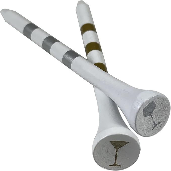 PrideSports Wine & Martini Specialty Wood Golf Tees - 2-3/4 Inch, 50 Count - White - 100% Hardwood