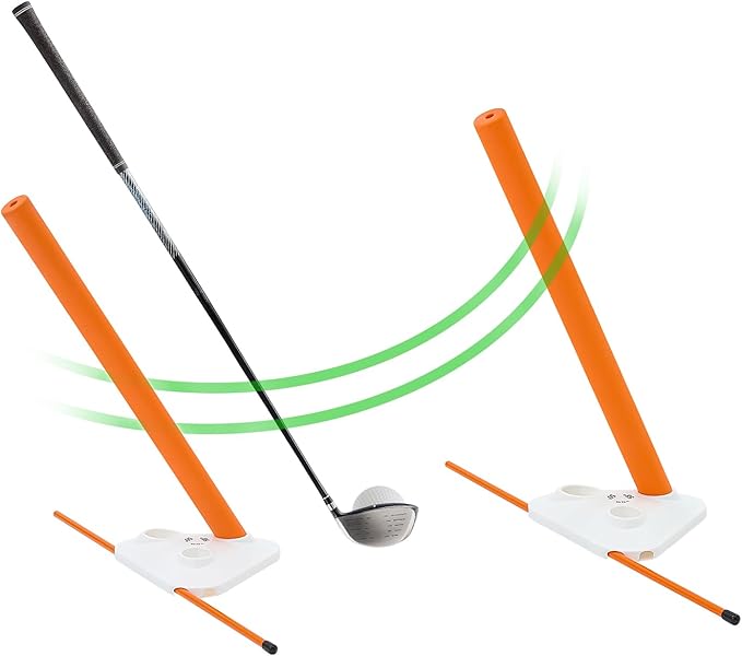 Golf Swing Training Aid - Alignment Discs & Rods | Corrects Setup, Posture, Swing Plane & Path to Fix Slice and Hook | Achieve Consistent Contact, Increase Distance & Accuracy