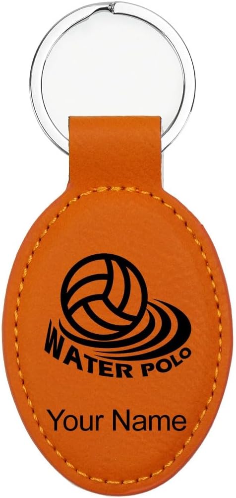 LaserGram Oval Keychain, Water Polo, Personalized Engraving Included