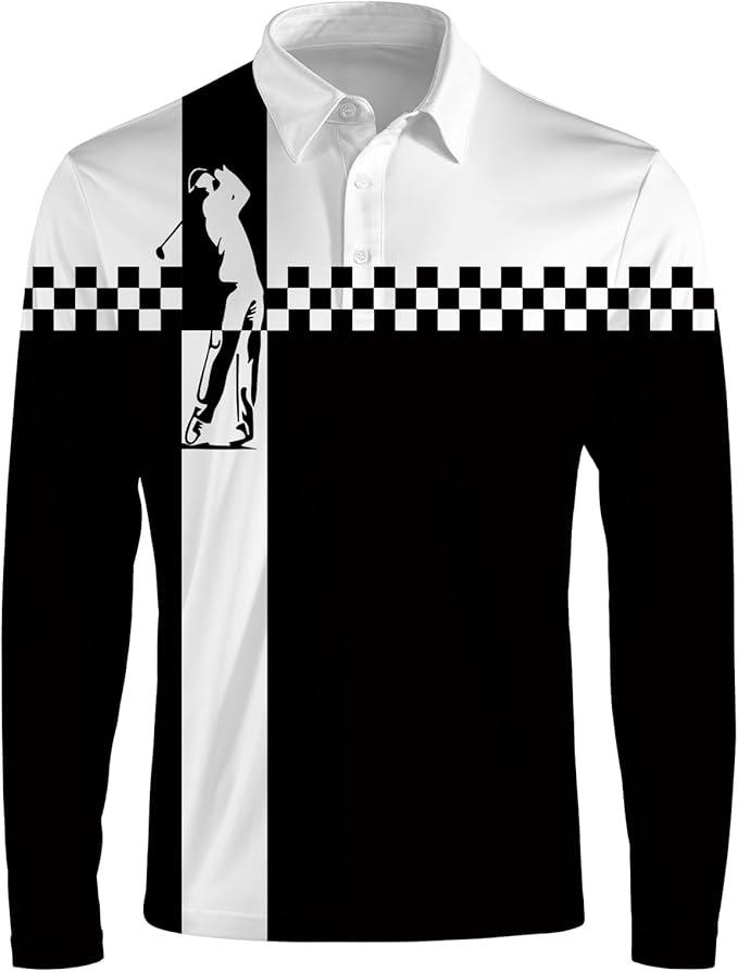 Men's Long Sleeve Golf Shirt Quick Dry 3 Button Work Fishing Outdoor Casual Collar Shirt