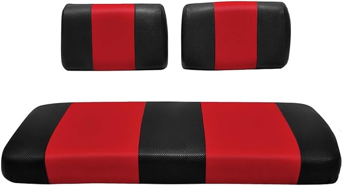 Seat Cover Replacement for Yamaha G-2/G-9 Golf Cart - Front Bench Seat - Premium Marine Vinyl -5 Panel Stitching - Staple On Installation - Two-Tone Golf Cart Seat Covers (Black & Red)