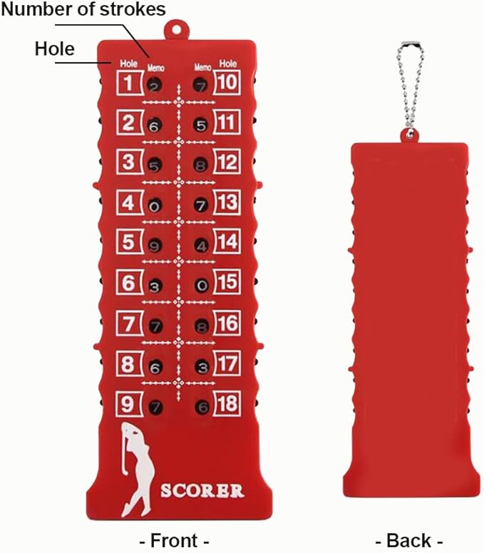 Golf 18 Holes Counters - Golfer Tracking Stats Scoreboards for Training Practice Competition, 2 PCS (Black and Red)