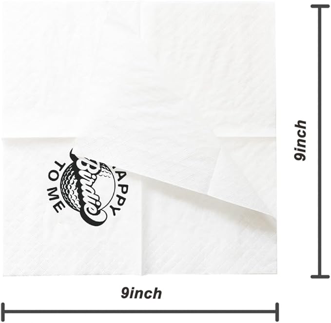 SharkBliss Funny Sarcastic Golf Quotes Cocktail Napkins, 100 Pack Happy Birdie To Me Disposable Paper Cocktail Napkins For Retirement Birthday Bachelor Party 2-Ply, 5x5" (Happy Birdie To Me)