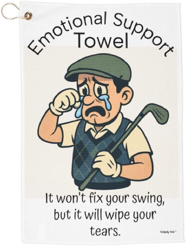 Funny Golf Towel. Emotional Support Clip-On Towel Ideal for Golfers, Coaches, Tournaments. Gifts for Dads or Husbands. Sports Themed Towel