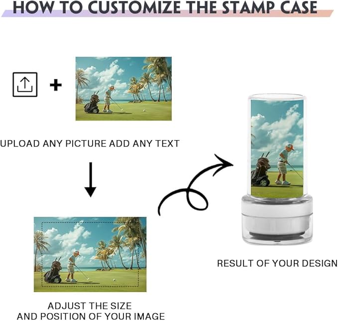 HDSD Custom Golf Ball Stamp with Personalized Case Cover Golf Ball Marker Motif for Golfers Accessories,Includes Long Lasting Ink Bottle