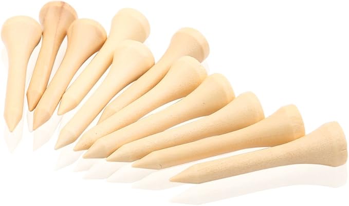 Agatige 100PCS Wood Golf Tees, Wooden Friendly Golftees Strong Stable Golfball Holder Reduce Friction and Side Spin Golf Accessories
