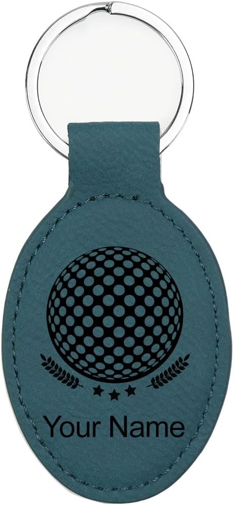 LaserGram Oval Keychain, Golf Ball, Personalized Engraving Included (Slate Blue)