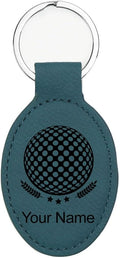 LaserGram Oval Keychain, Golf Ball, Personalized Engraving Included (Slate Blue)