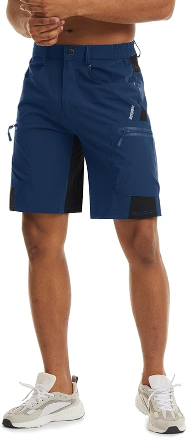 TACVASEN Men's Hiking Cargo Shorts 10" with Zipper Pockets Quick Dry Casual Stretch Golf Work Short Outdoor Summer