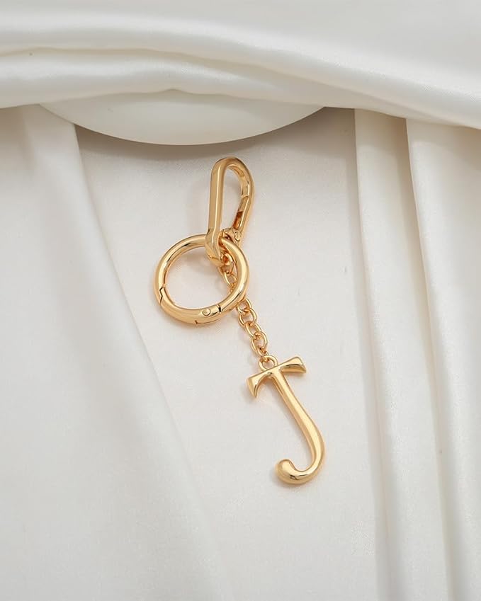 Gold Initial Keychain For Women Cute Bubble Letter Keychains Initial Bag Charm Personalized Keychain Accessories Gift