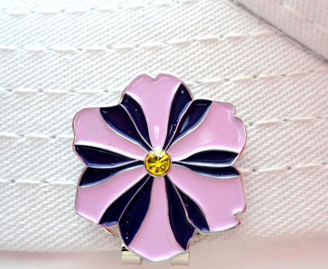 Violet with Yellow Crystal Golf Ball Marker- Premium Golf Ball Marker for Putting Green | Colored Golf Ball Marker for Men & Women – Ballmarker Golf Gift for Alignment & Style, 1" Wide