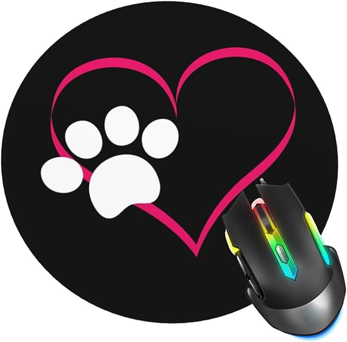 Dog Paw Heart Mouse Pad, Mouse Pads for Desk, Stitched Edge Mousepad with Non-Slip Rubber Base, Gaming Mouse Mat for Computer Laptop Home Office