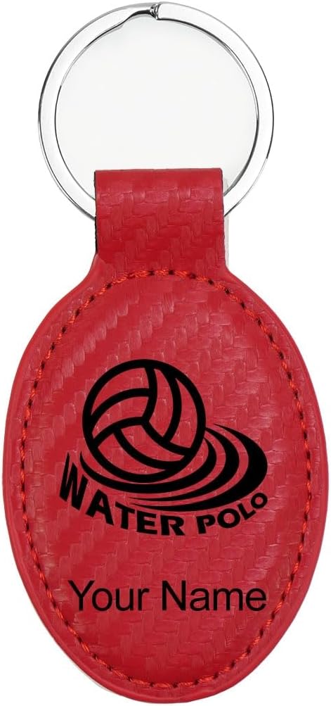 LaserGram Oval Keychain, Water Polo, Personalized Engraving Included