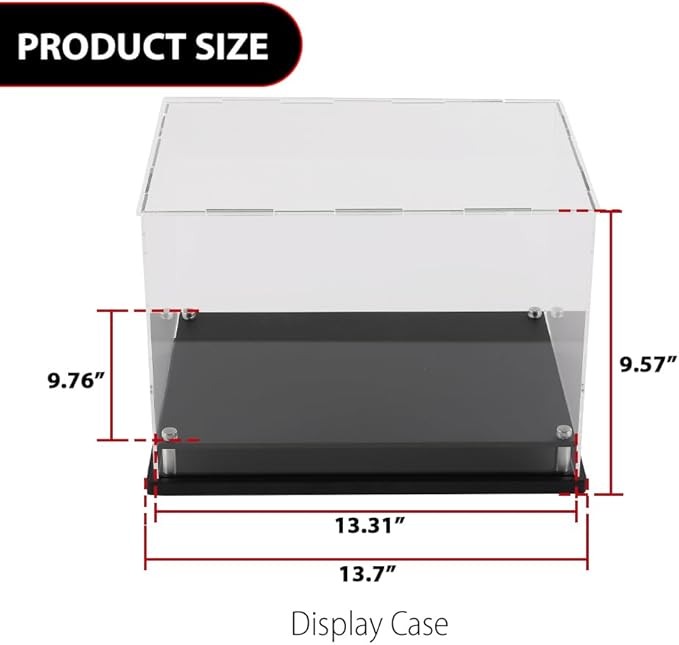 G-PLUS Boxing Glove Display Case,Fit for Full Size Boxing Glove and Baseball Glove Display Case Holder Showcase,Tennis Ball,Golf Ball,Helmet and More,Clear Case Black Base Riser Stand