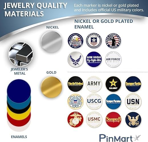 PinMart’s Officially Licensed United States Veteran Bundle Pack of 9 Golf Ball Markers - Golf Accessories for Men and Women - Magnetic Veteran Ball Markers Set of 9