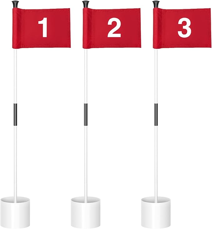 KINGTOP Golf Flagstick Mini, Putting Green Flag for Yard, All 3 Feet, Double-Sided Numbered Golf Flags, Golf Pin Flag Hole Cup Set, Portable 2-Section Design, Gifts Idea