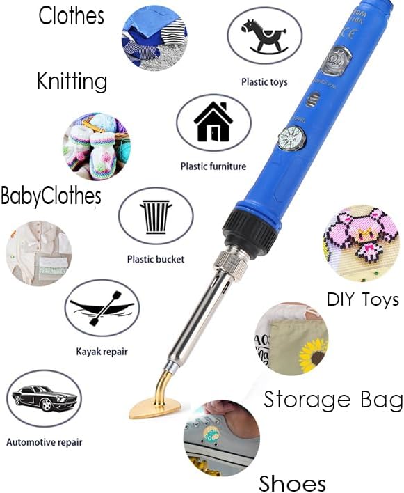 Arokimi Mini Iron, 80W Small Iron for Crafts Patches Shoes Hats, Adjustable Temperature, Easy to Use, with Replaceable Iron Tips (Blue)
