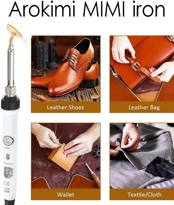 Arokimi Mini Iron, 80W Small Iron for Crafts Patches Shoes Hats, Adjustable Temperature, Easy to Use, with Replaceable Iron Tips (White)