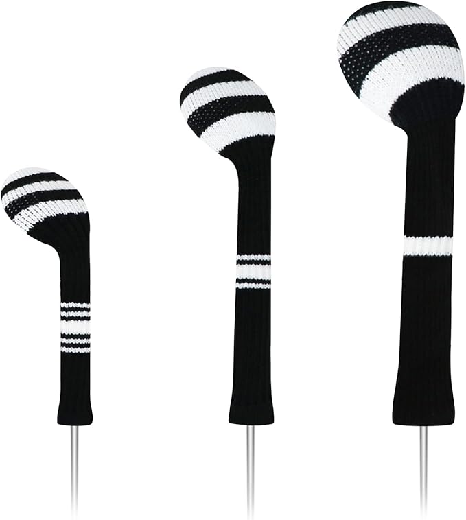 LeFeng 3Pcs Golf Club Covers, Knitted Golf Club Covers for 460cc Driver Fairway Woods and Hybrid