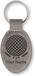 LaserGram Oval Keychain, Golf Ball, Personalized Engraving Included (Gray)