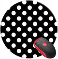 Mouse Pad Black White Polka Dot, Round Mousepad, Non-Slip Rubber Base Mouse Mat for Laptop and Computer