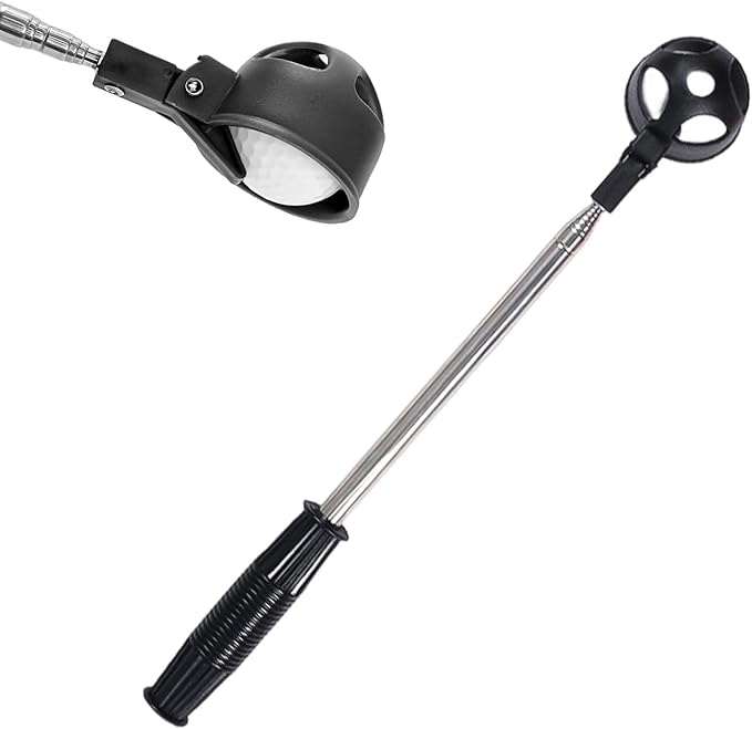 Kakalote Golf Ball Retriever, Portable Telescopic Scoop Saver Pick Up Golf Ball Grabber Pick Up with Locking Clip